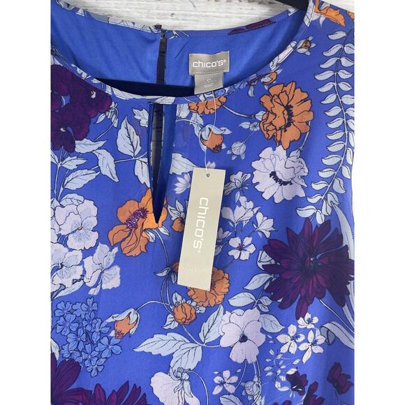 Chicos Maxi Dress Women's 4 Floral Sleeveless Ruffle Hem Lightweight NWT Summer - Picture 4 of 10